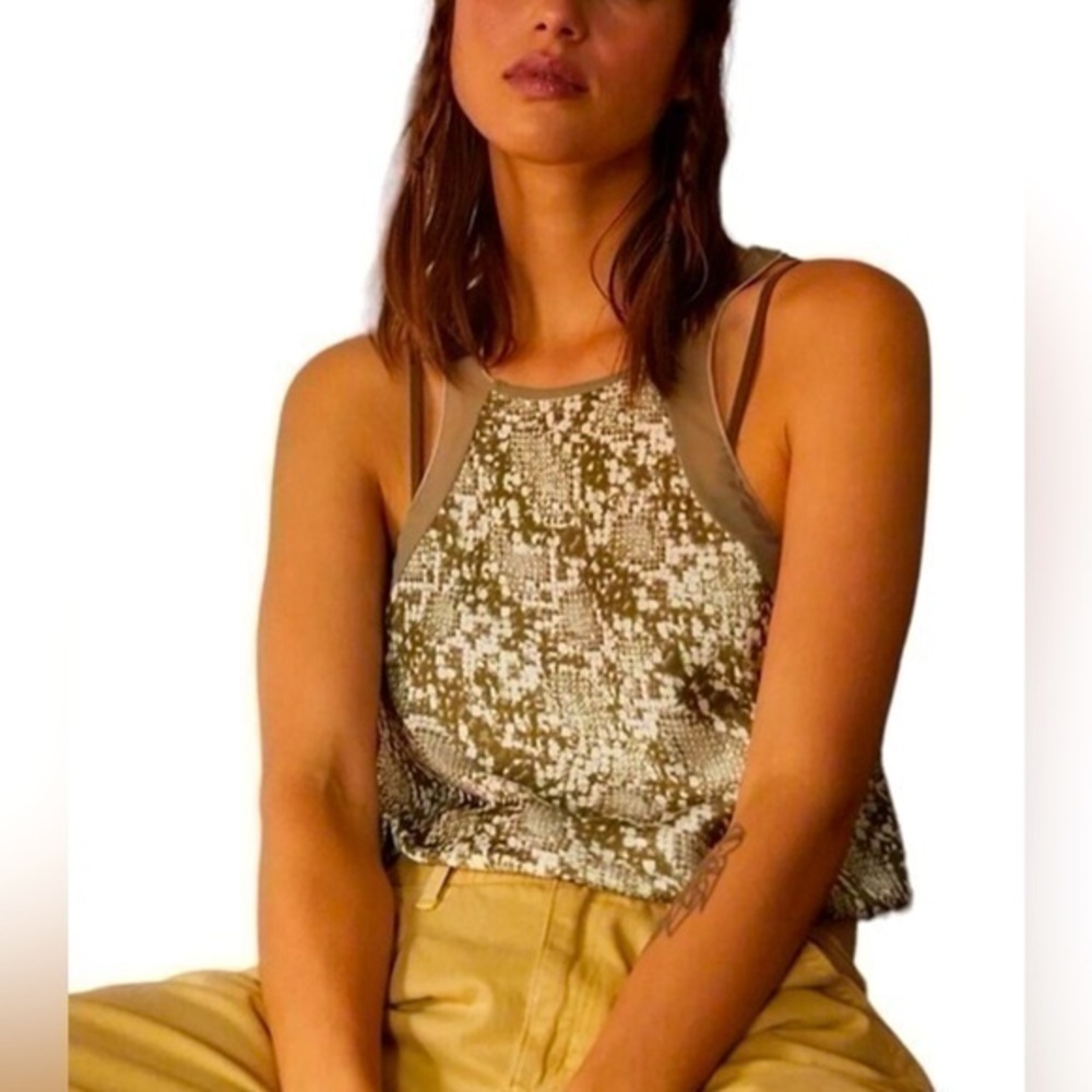 NWOT Free People Intimately Moss Green Snakeskin Bodysuit - S